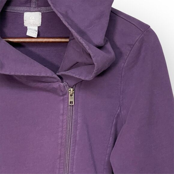 Gap Fit Full Zip Hooded Sweater Women Size M Purple Pocket 100% Cotton - Picture 3 of 12